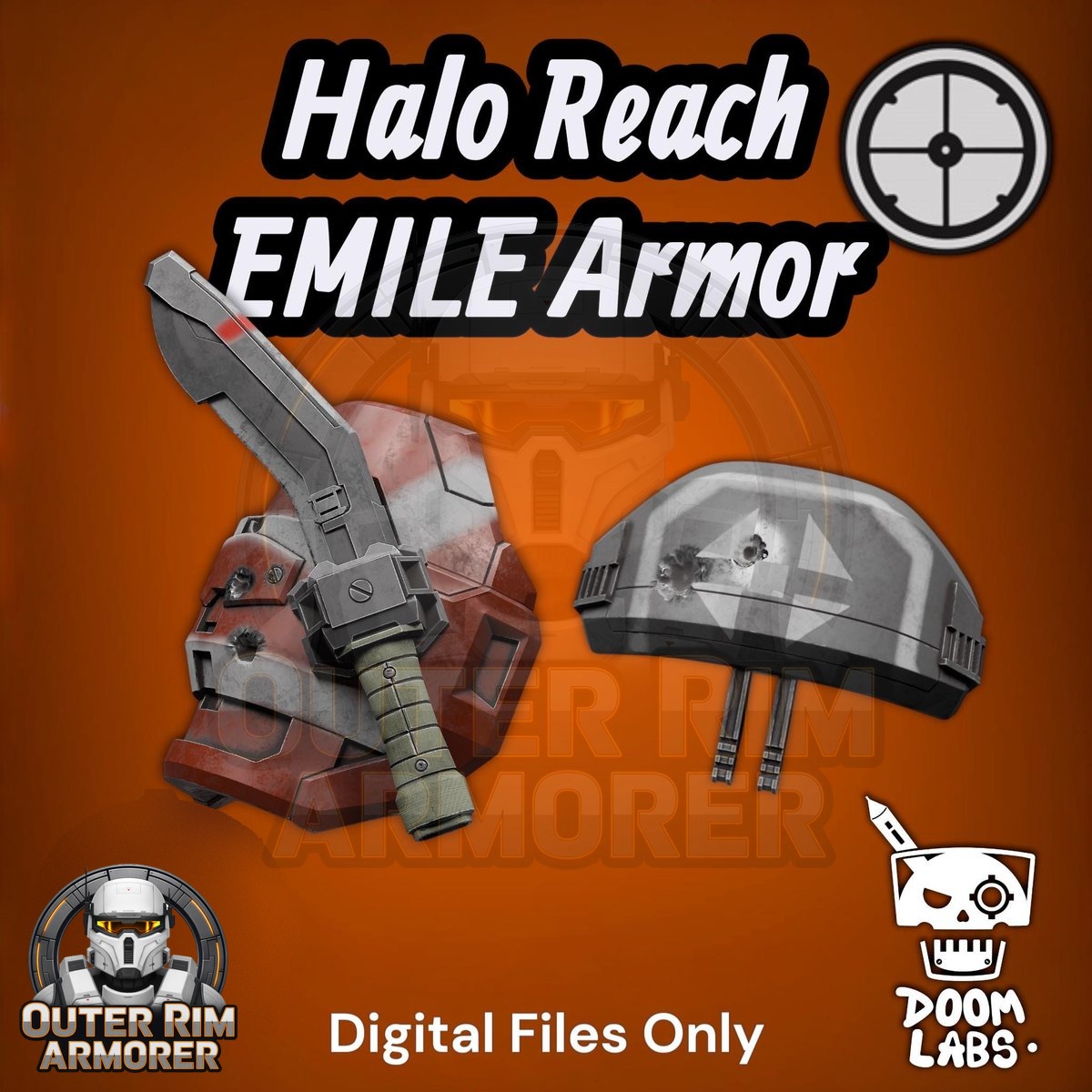 Halo Reach Emile Shoulder Armor with Kukri Machete